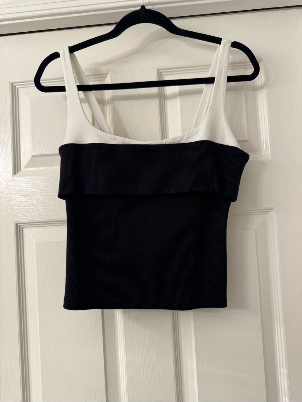 Anthropologie Black and White Scoop-Neck Top
